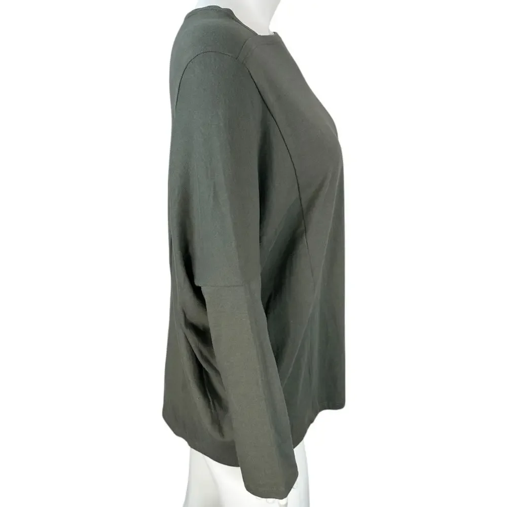 Clara Sun Woo Tunic Top Womens Sz Medium Green Knit Long Sleeve Tee Cotton Modal - Picture 5 of 8